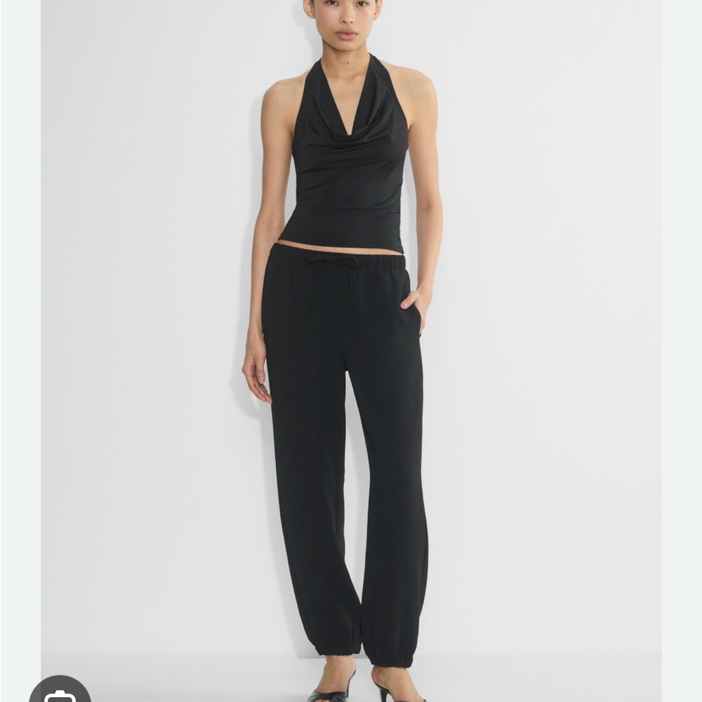 Aritzia Black Drawstring Track Pants for Women